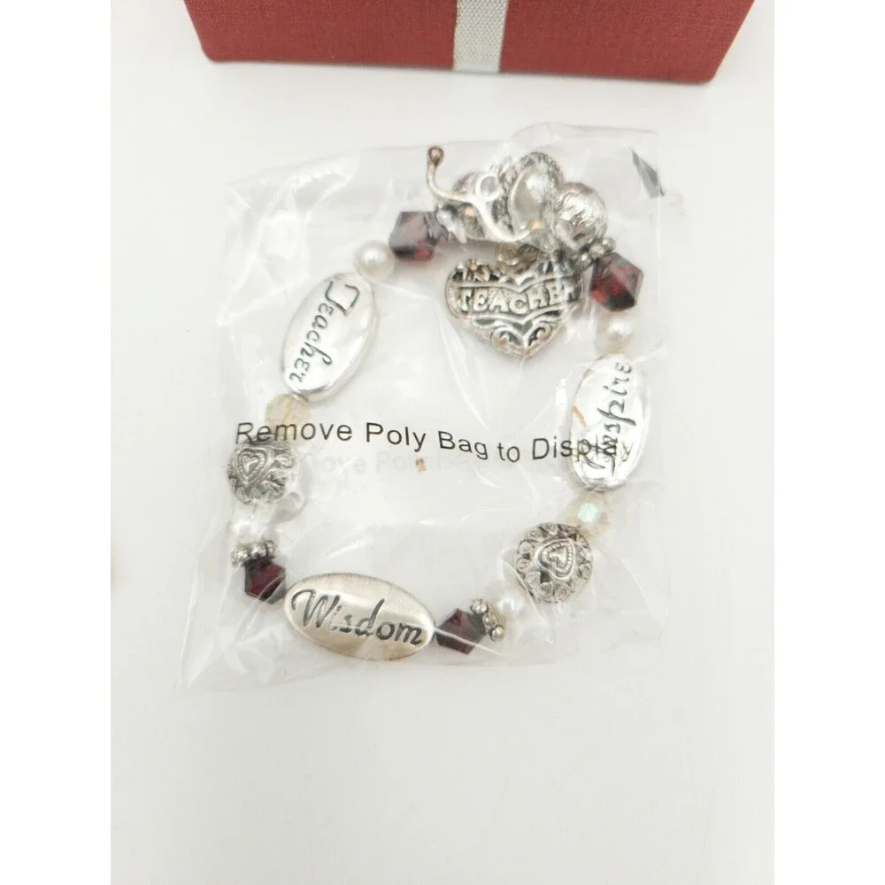 Teacher Charm Bracelet Silver-Tone In‎ Gift Box
